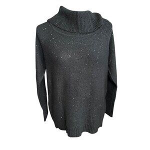 Chico's Sweater Size 1 M Black NWT Cowl Turtleneck Pullover Touch of Sparkle